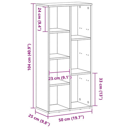 vidaXL Bookcase Black Oak 50x25x104 cm Engineered Wood