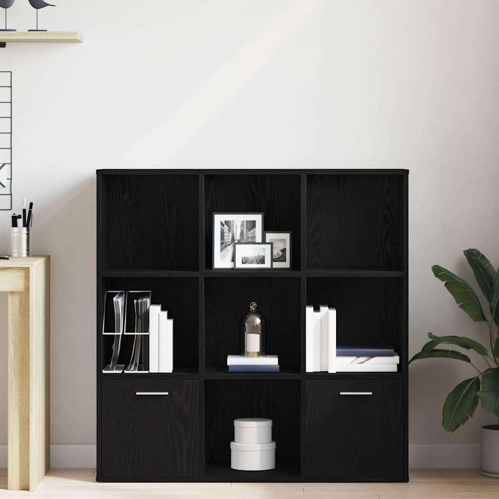 vidaXL Book Cabinet Black Oak 98x29x97.5 cm Engineered Wood