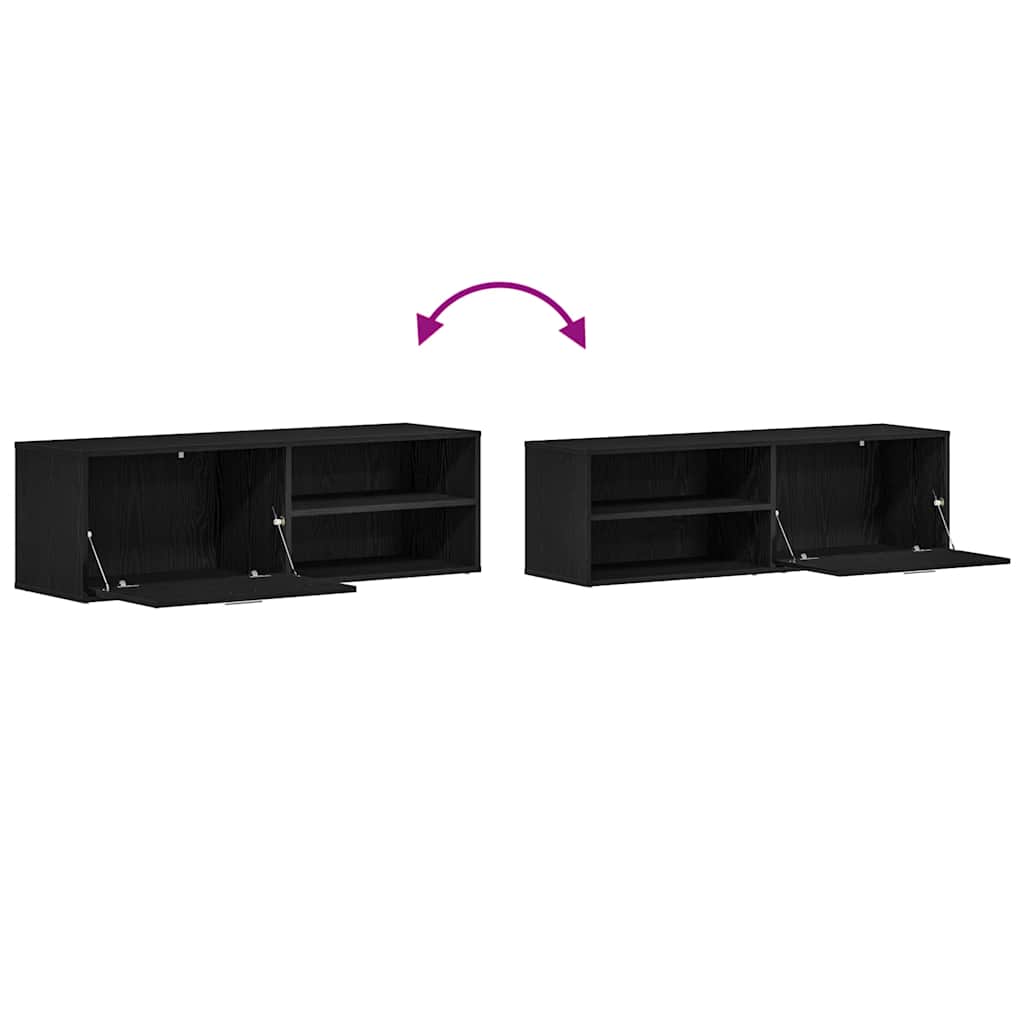 vidaXL TV Cabinet Black Oak 120x34x37 cm Engineered Wood