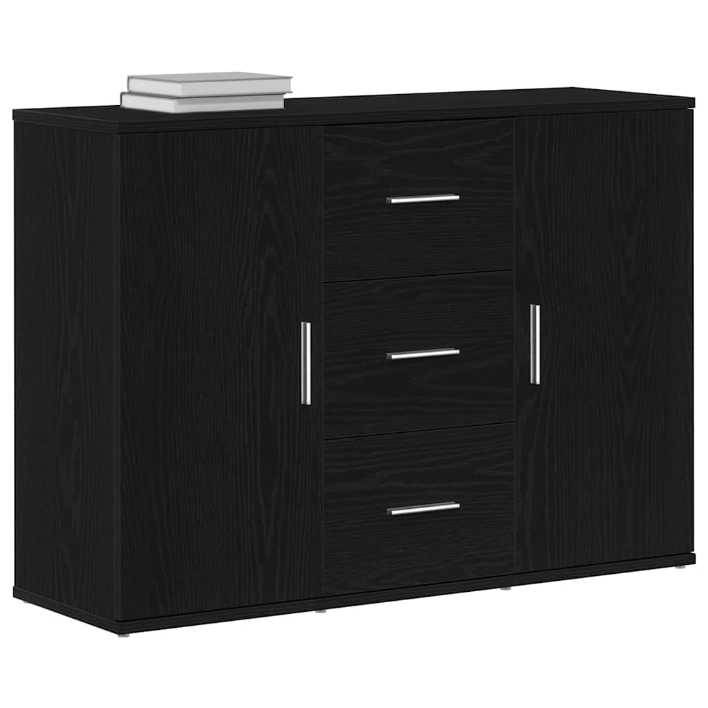 vidaXL Sideboard Black Oak 91x29.5x65 cm Engineered Wood