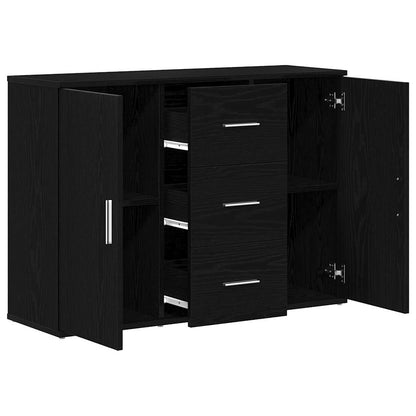 vidaXL Sideboard Black Oak 91x29.5x65 cm Engineered Wood