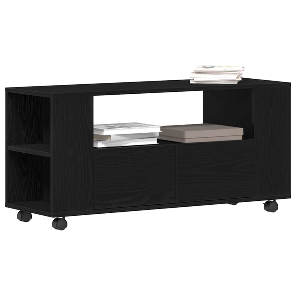 vidaXL TV Cabinet with Wheels Black Oak 102x34.5x43 cm Engineered Wood