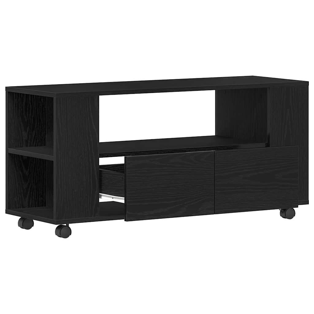 vidaXL TV Cabinet with Wheels Black Oak 102x34.5x43 cm Engineered Wood