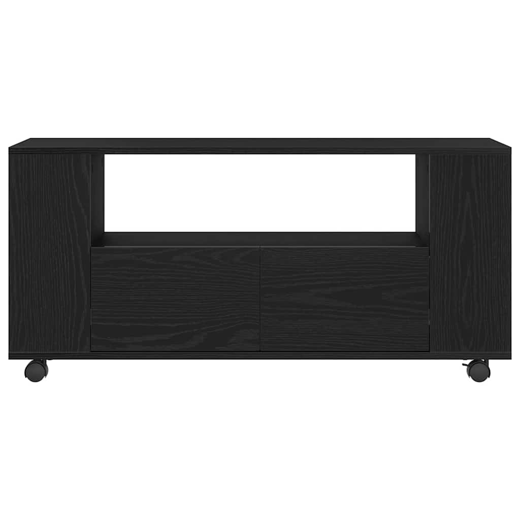 vidaXL TV Cabinet with Wheels Black Oak 102x34.5x43 cm Engineered Wood
