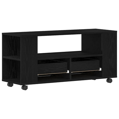 vidaXL TV Cabinet with Wheels Black Oak 102x34.5x43 cm Engineered Wood