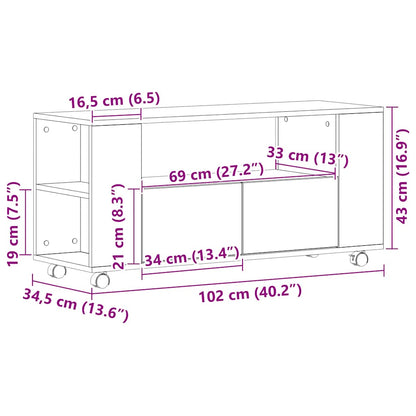 vidaXL TV Cabinet with Wheels Black Oak 102x34.5x43 cm Engineered Wood