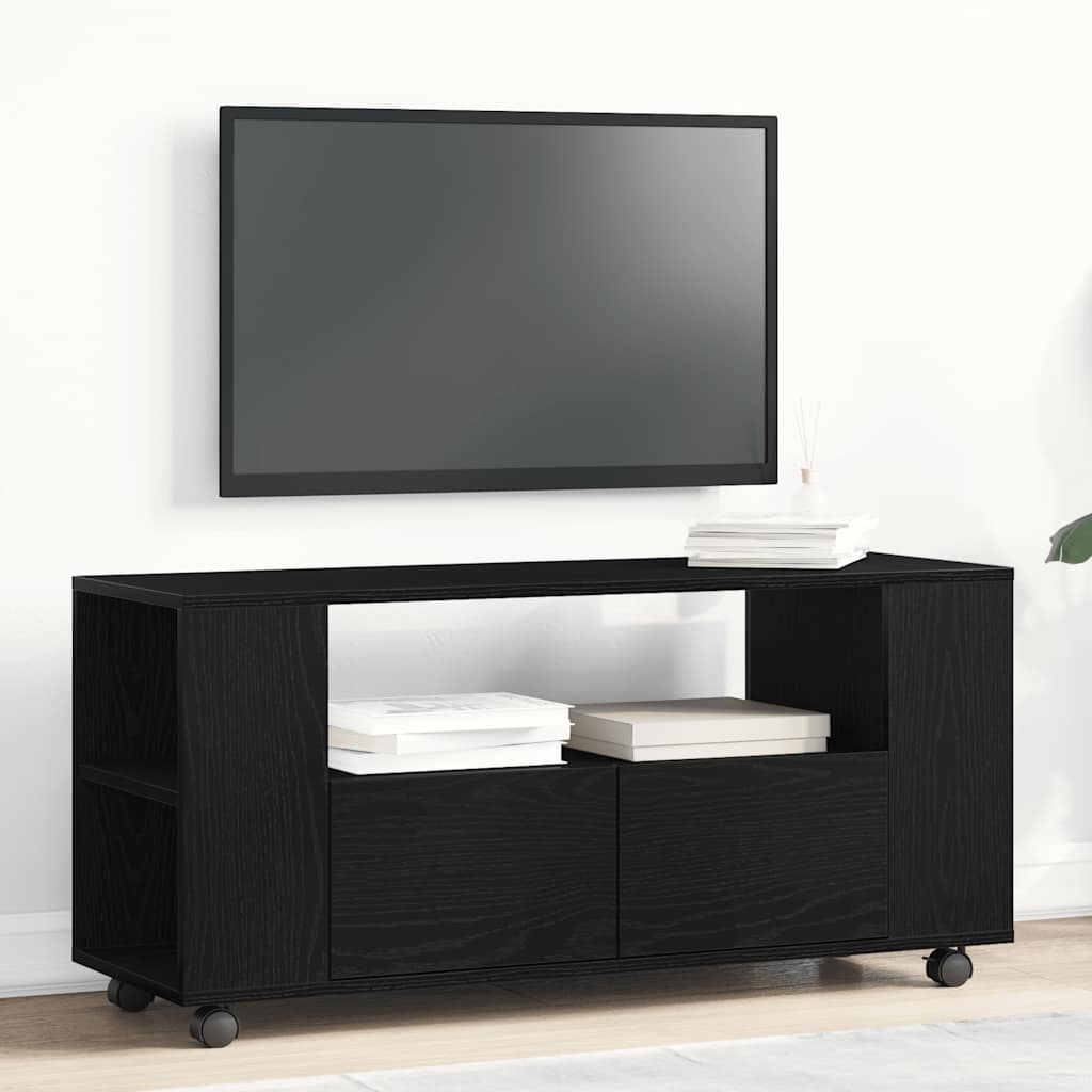 vidaXL TV Cabinet with Wheels Black Oak 102x34.5x43 cm Engineered Wood