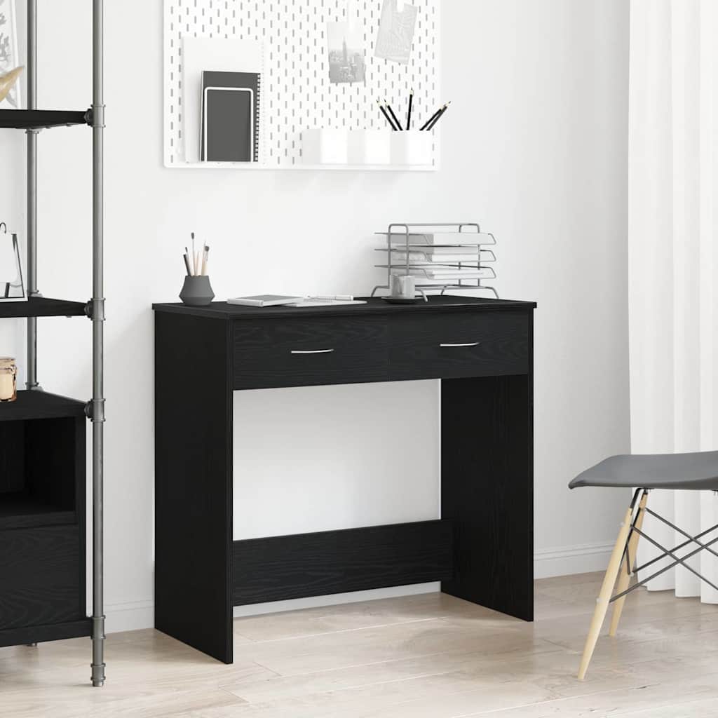vidaXL Desk with Drawer Black Oak 80 x 40 x 75 cm Engineered Wood