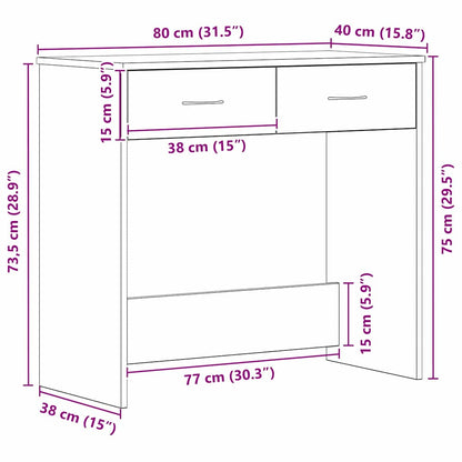 vidaXL Desk with Drawer Black Oak 80 x 40 x 75 cm Engineered Wood