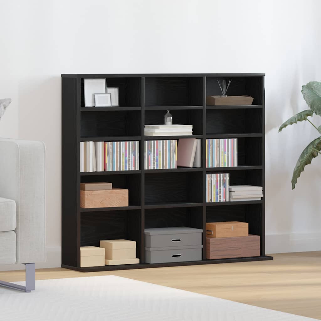 vidaXL CD Cabinet Black Oak 100x23x89,5 cm Engineered Wood