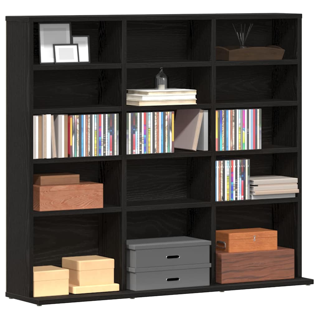 vidaXL CD Cabinet Black Oak 100x23x89,5 cm Engineered Wood