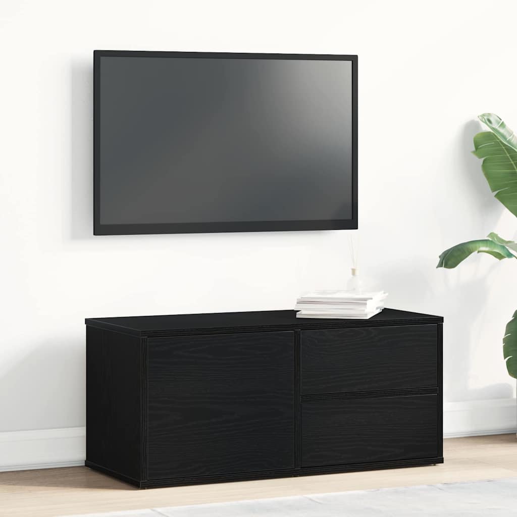vidaXL TV Cabinet 80 x 34 x 36 cm Black Oak Engineered Wood