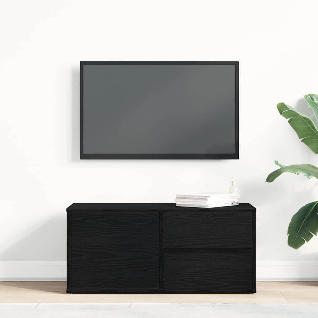 vidaXL TV Cabinet 80 x 34 x 36 cm Black Oak Engineered Wood