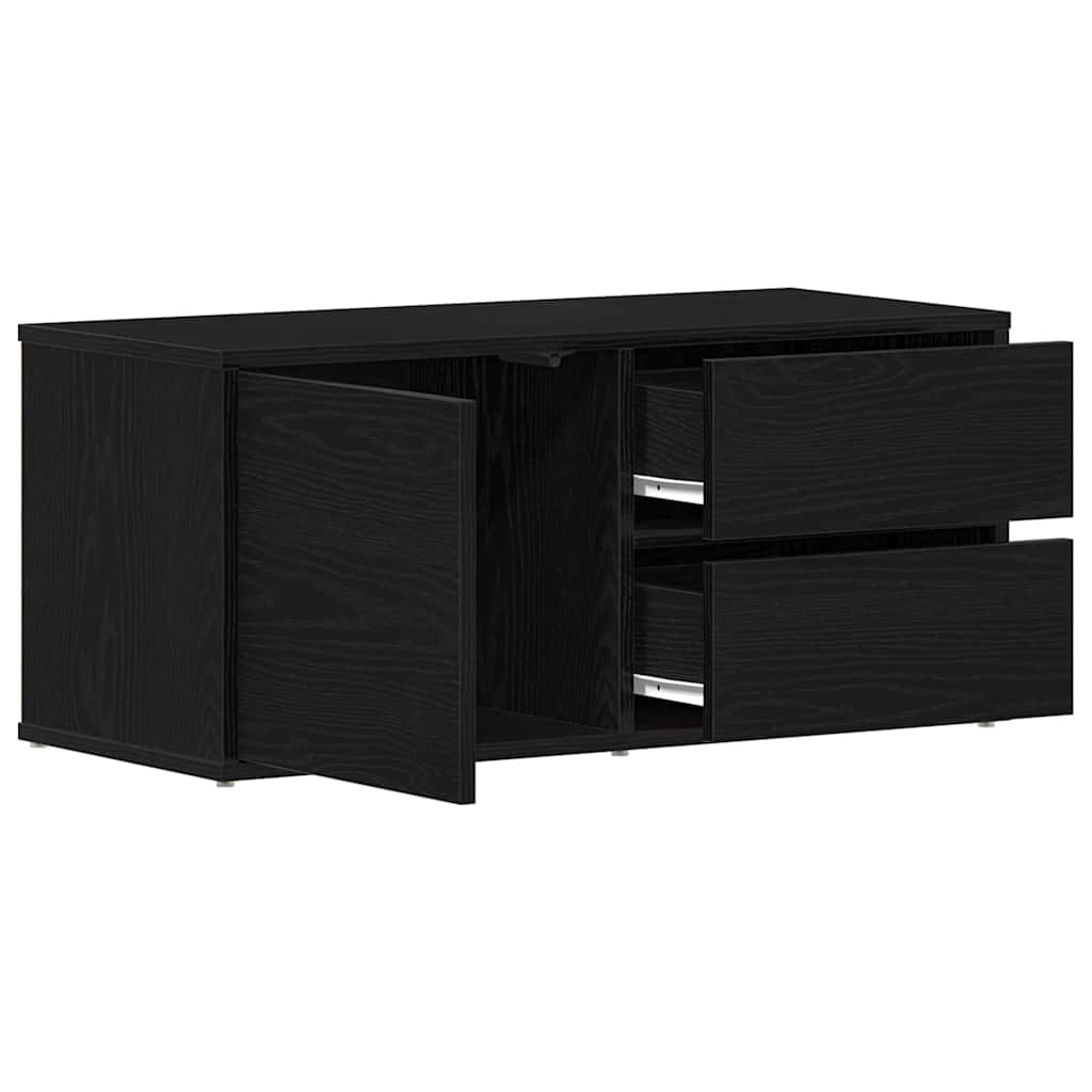 vidaXL TV Cabinet 80 x 34 x 36 cm Black Oak Engineered Wood