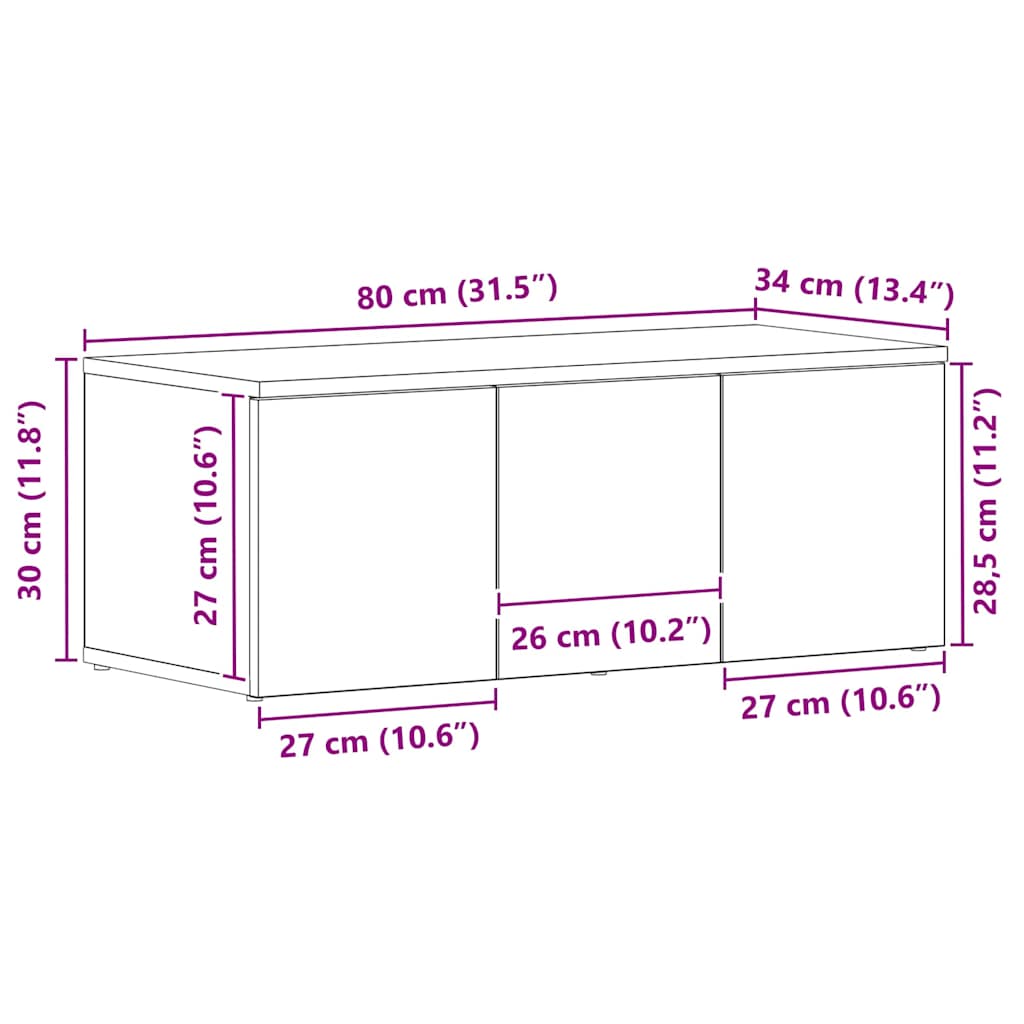 vidaXL TV Cabinet with Drawer Black Oak 80x34x30 cm Engineered Wood