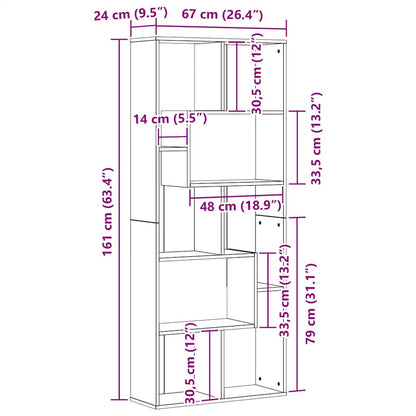 vidaXL Bookcase Black Oak 67x24x161 cm Engineered Wood