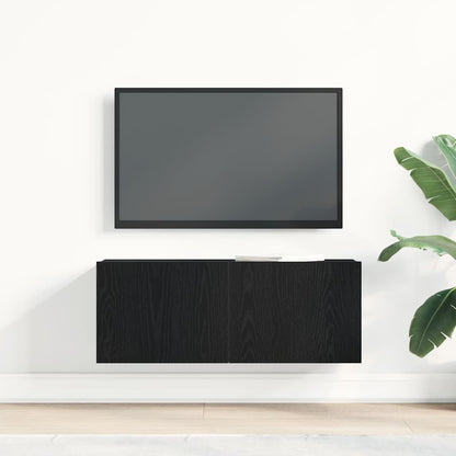 vidaXL TV Cabinet Black Oak 80 x 30 x 30 cm Engineered Wood