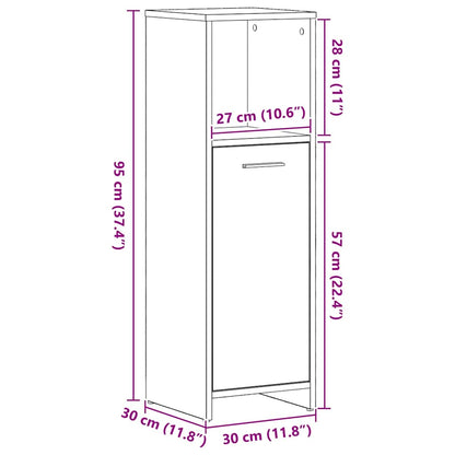 vidaXL Bathroom Cabinet Black Oak 30x30x95 cm Engineered Wood
