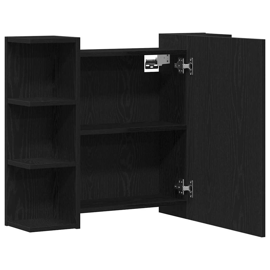 vidaXL Mirror Cabinet Black Oak 80 x 20.5 x 64 cm Engineered Wood