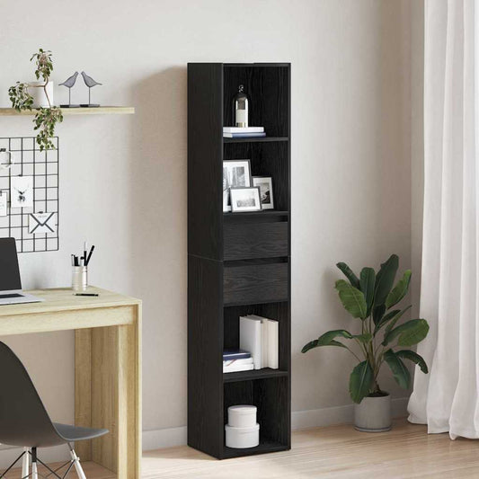 vidaXL Book Cabinet 4-Tier 36 x 30 x 171 cm Engineered Wood Black Oak