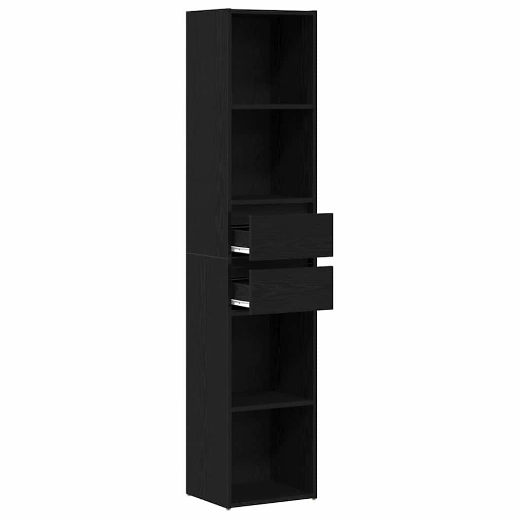 vidaXL Book Cabinet Black Oak 36 x 30 x 171 cm Engineered Wood