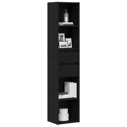 vidaXL Book Cabinet 4-Tier 36 x 30 x 171 cm Engineered Wood Black Oak