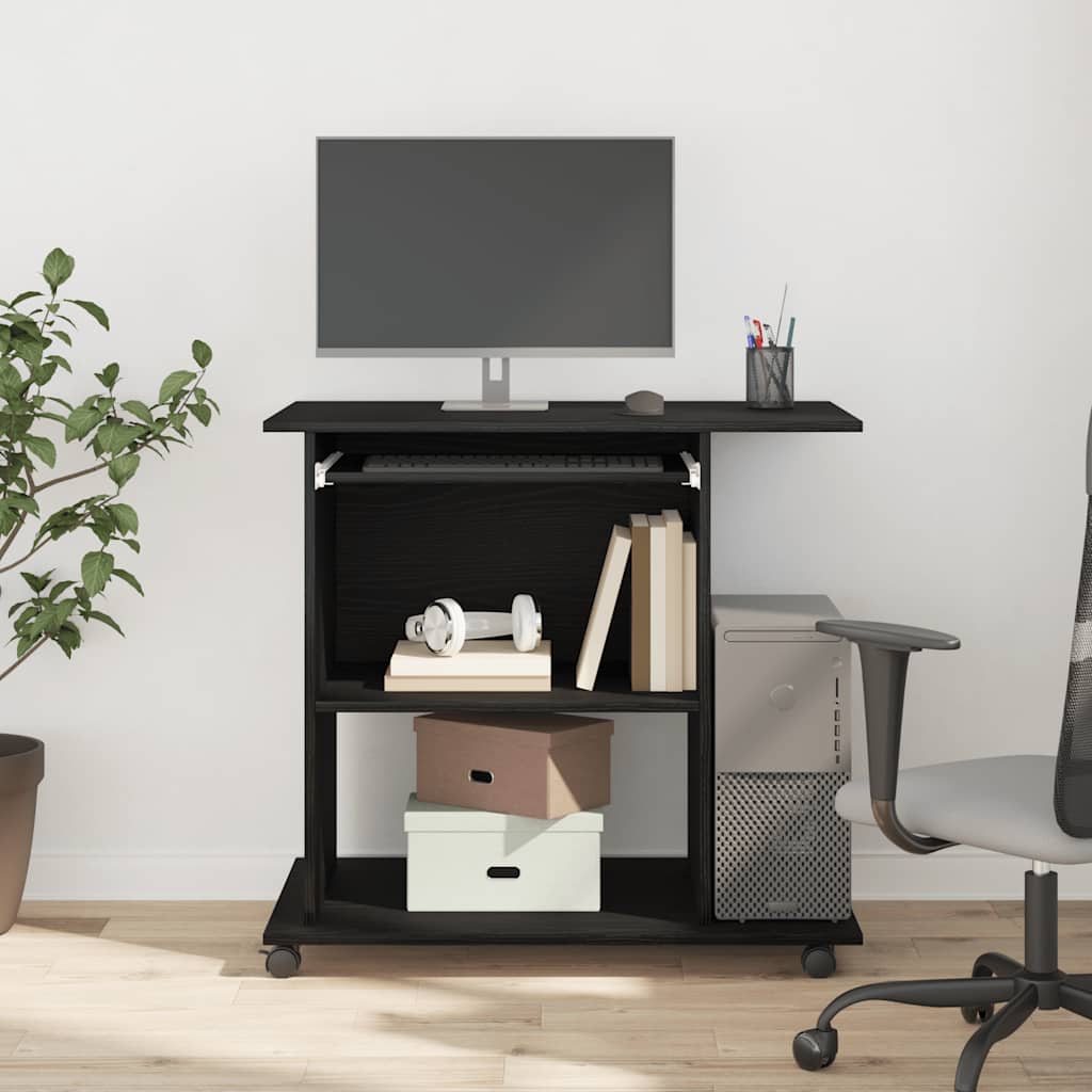 vidaXL Computer Desk Black Oak 80x50x75 cm Engineered Wood