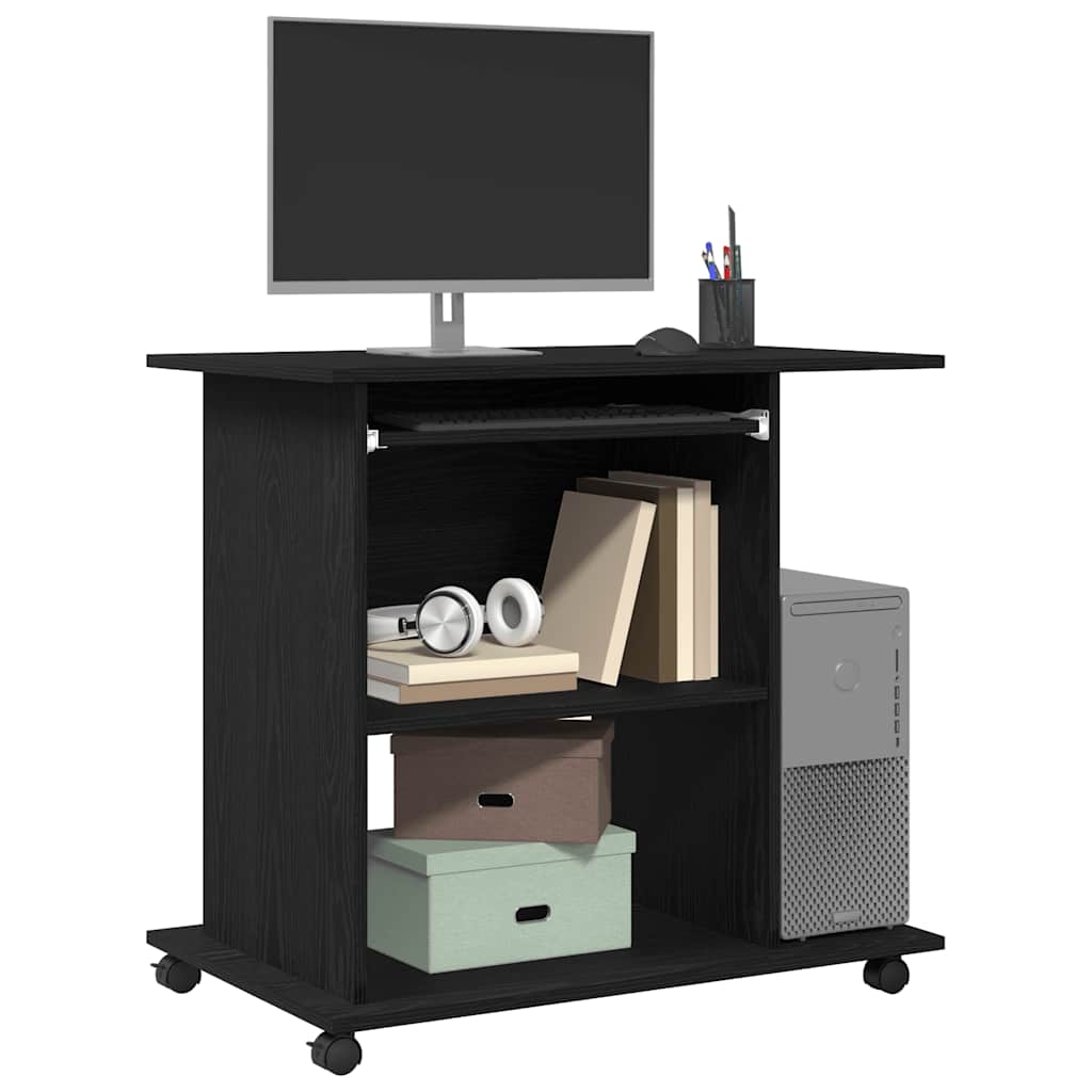 vidaXL Computer Desk Black Oak 80x50x75 cm Engineered Wood