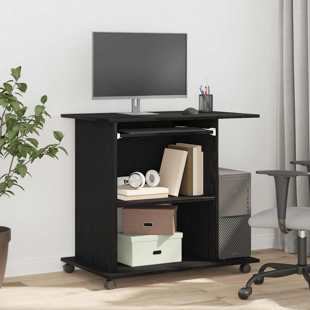 vidaXL Computer Desk Black Oak 80x50x75 cm Engineered Wood