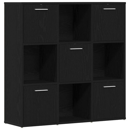 vidaXL Book Cabinet Black Oak 90x28x90 cm Engineered Wood