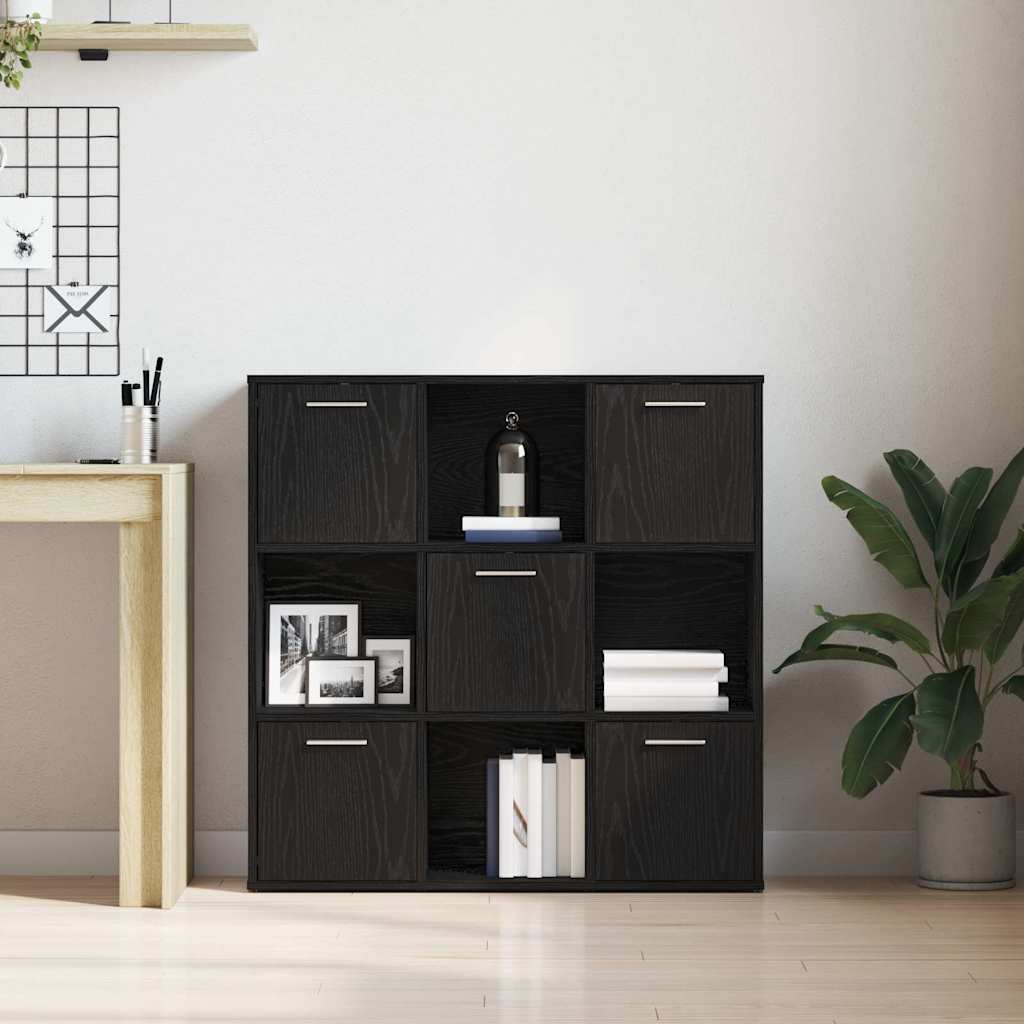 vidaXL Book Cabinet Black Oak 90x28x90 cm Engineered Wood