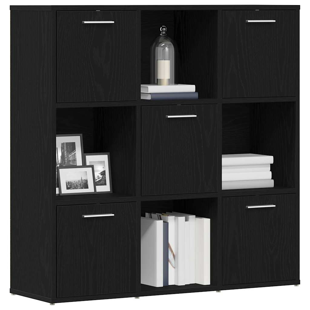 vidaXL Book Cabinet Black Oak 90x28x90 cm Engineered Wood