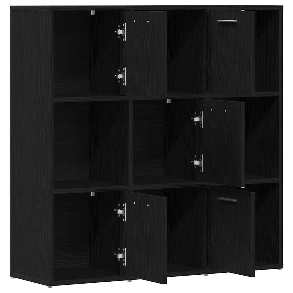 vidaXL Book Cabinet Black Oak 90x28x90 cm Engineered Wood