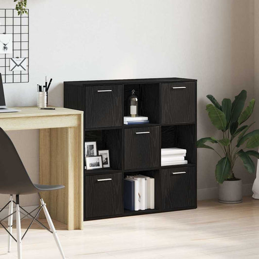 vidaXL Book Cabinet Black Oak 90x28x90 cm Engineered Wood
