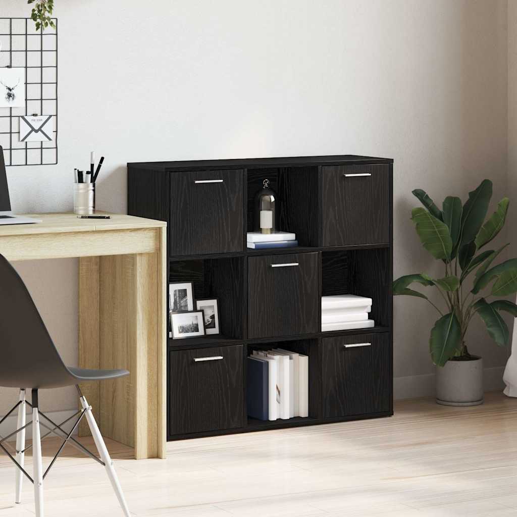 vidaXL Book Cabinet Black Oak 90x28x90 cm Engineered Wood