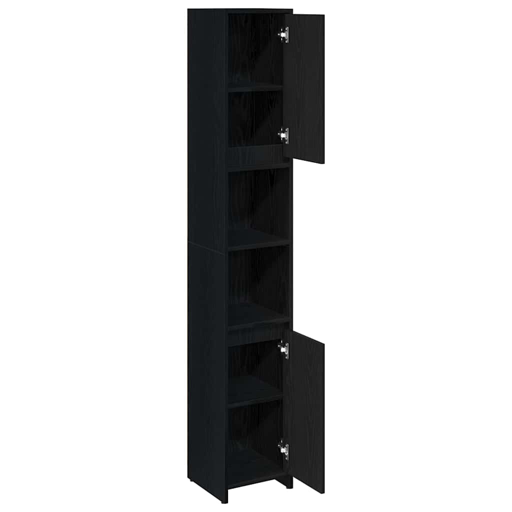 vidaXL Bathroom Cabinet Black Oak 30 x 30 x 183.5 cm Engineered Wood
