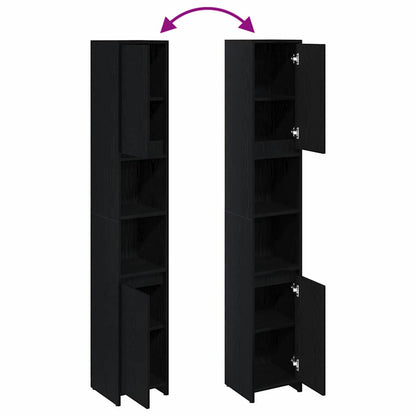 vidaXL Bathroom Cabinet Black Oak 30 x 30 x 183.5 cm Engineered Wood