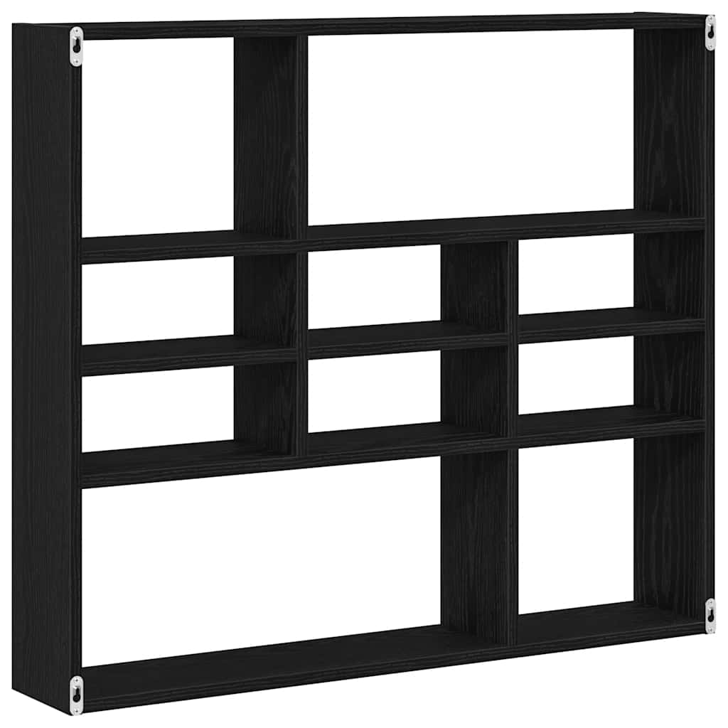 vidaXL Wall Shelf Black Oak 90x16x78 cm Engineered Wood