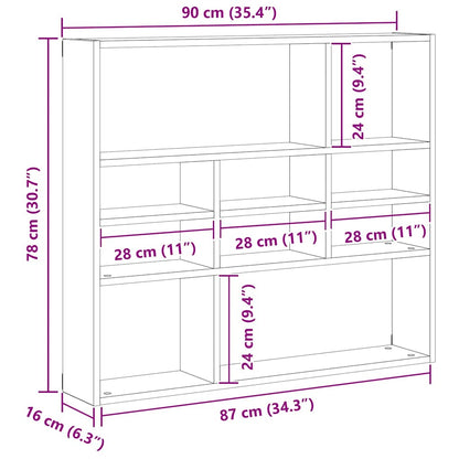 vidaXL Wall Shelf Black Oak 90x16x78 cm Engineered Wood