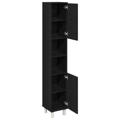 vidaXL Bathroom Cabinet Black Oak 30 x 30 x 179 cm Engineered Wood