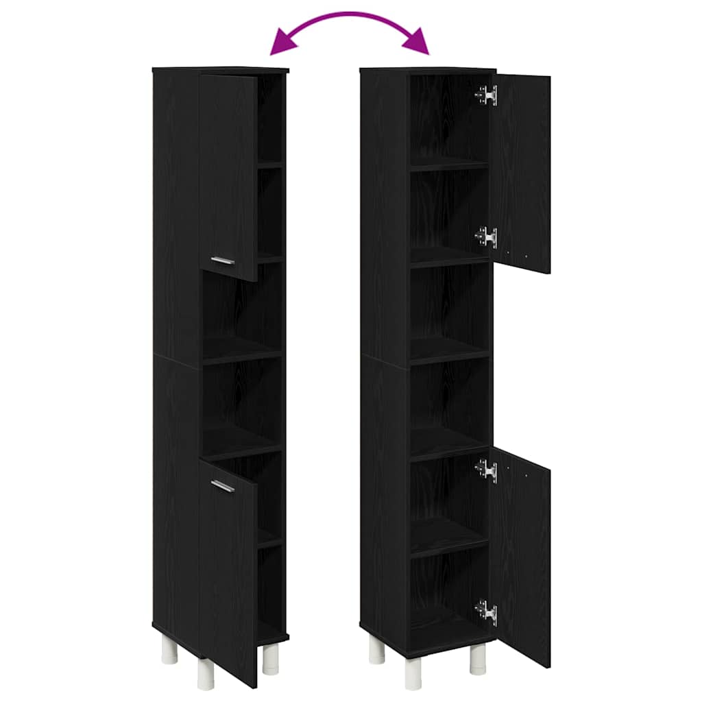 vidaXL Bathroom Cabinet Black Oak 30 x 30 x 179 cm Engineered Wood