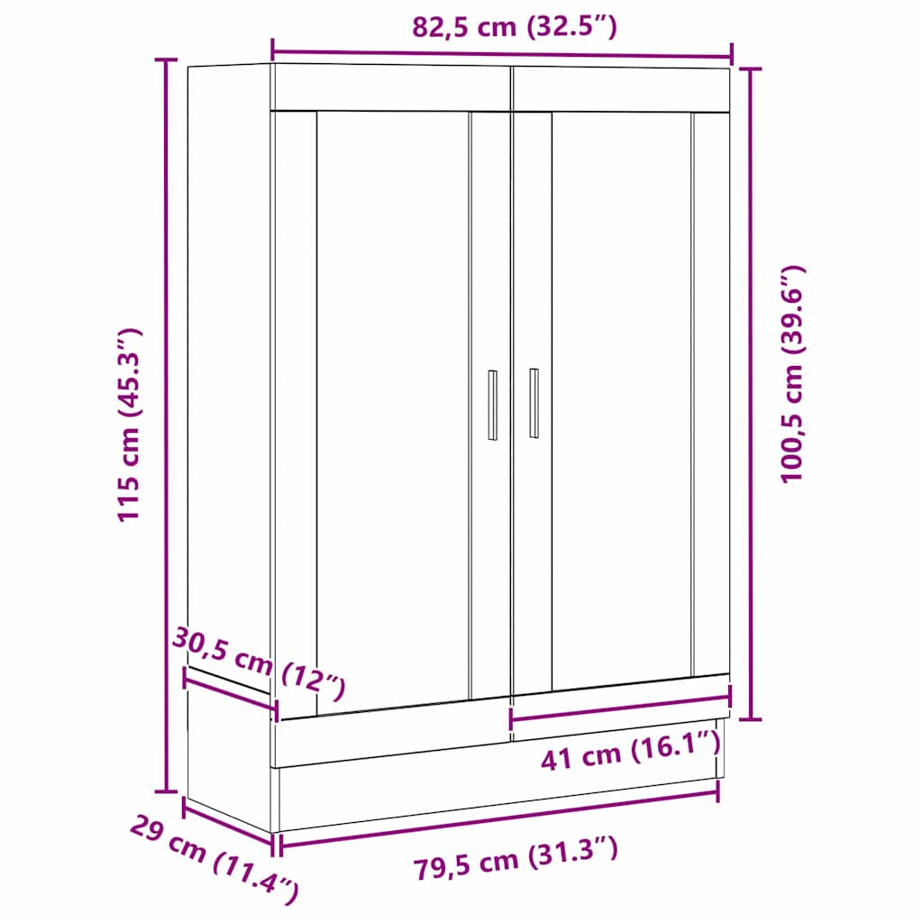 vidaXL Book Cabinet Black Oak 82.5 x 30.5 x 115 cm Engineered Wood