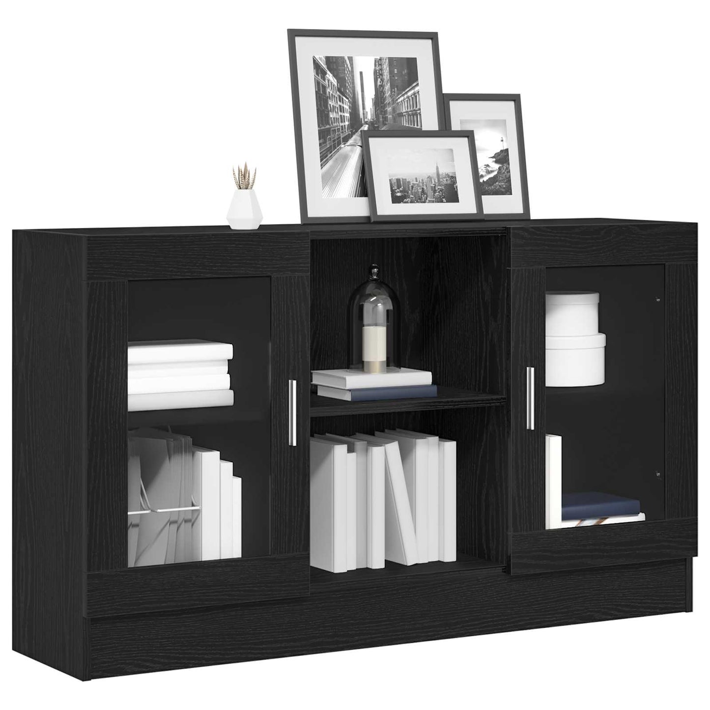 vidaXL Sideboard Black Oak 120 x 30.5 x 70 cm Engineered Wood