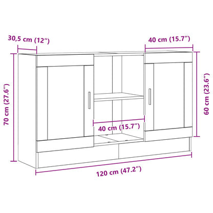 vidaXL Sideboard Black Oak 120 x 30.5 x 70 cm Engineered Wood