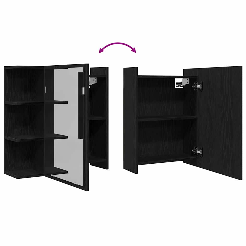 vidaXL Bathroom Mirror Cabinet with Door Black Oak 62.5 x 20.5 x 64 cm