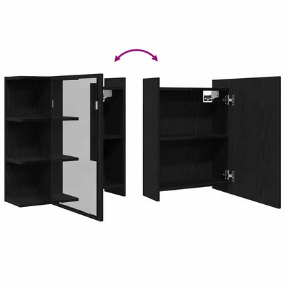 vidaXL Bathroom Mirror Cabinet with Door Black Oak 62.5 x 20.5 x 64 cm