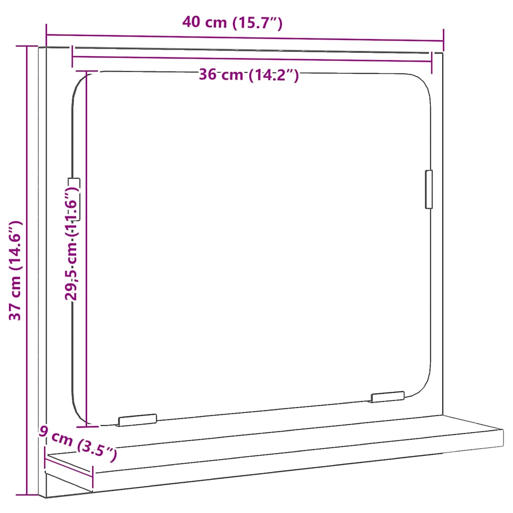 vidaXL Bathroom Mirror Black Oak 40x10.5x37 cm Engineered Wood