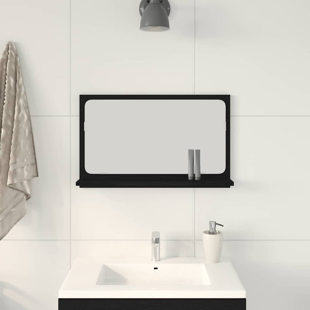 vidaXL Mirror Shelf Black Oak 60 x 10.5 x 37 cm Engineered Wood