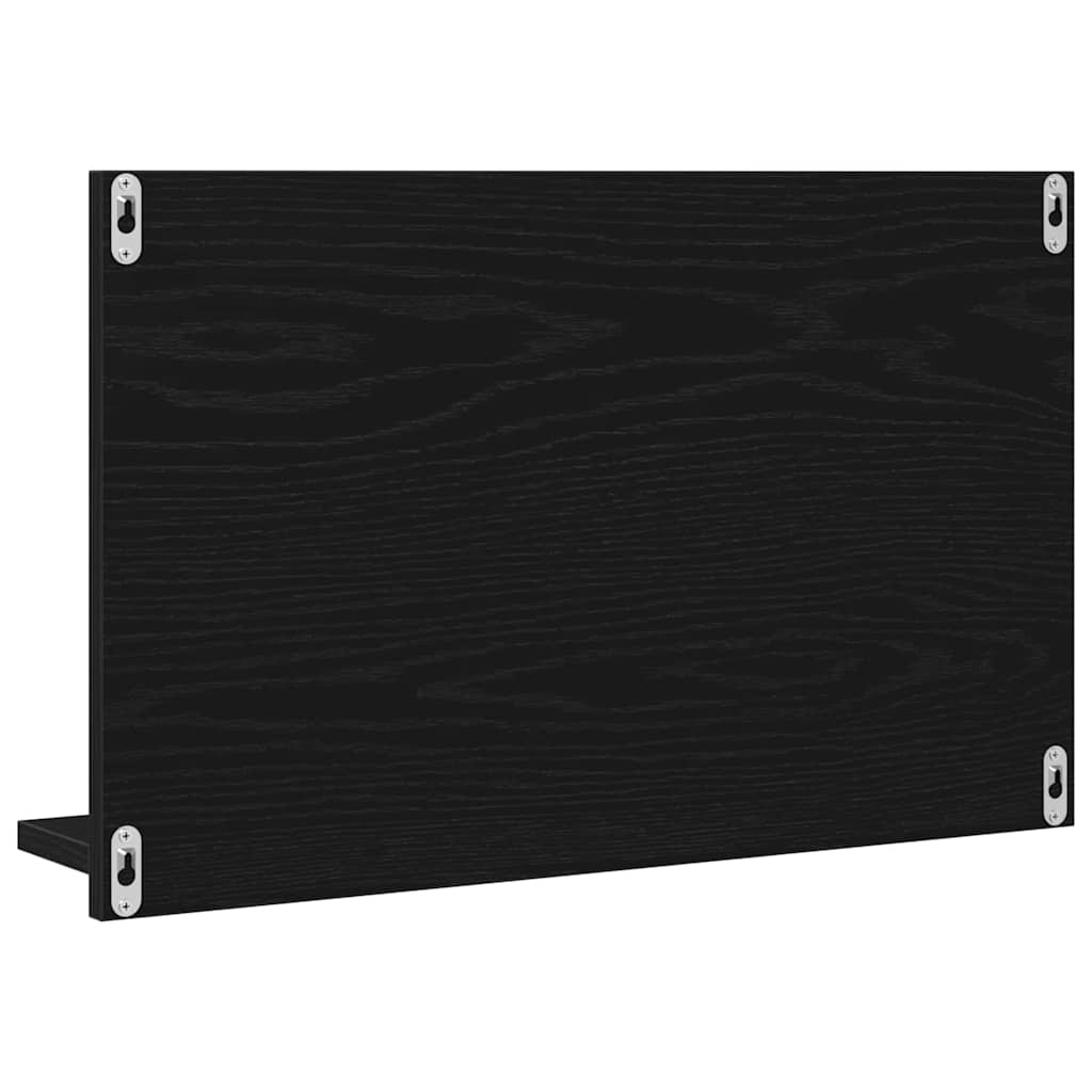 vidaXL Mirror Shelf Black Oak 60 x 10.5 x 37 cm Engineered Wood