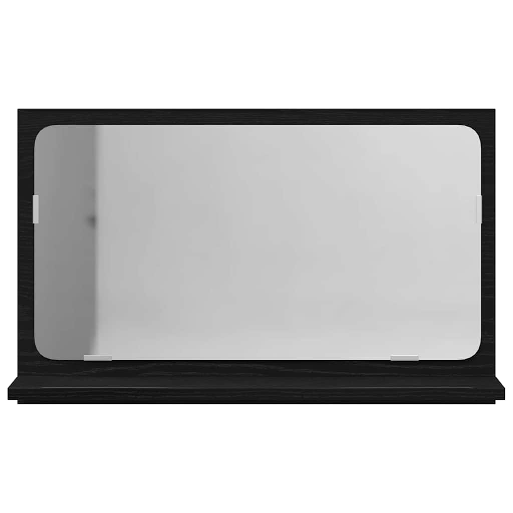 vidaXL Mirror Shelf Black Oak 60 x 10.5 x 37 cm Engineered Wood